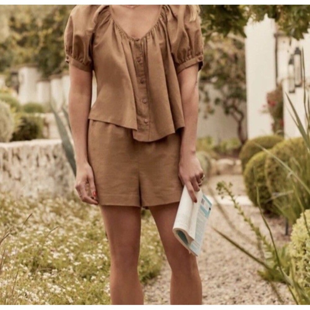 Tuckernuck x Studio McGee Augusta Shorts Sz M Linen Cotton Mocha NEW